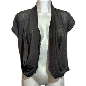Kenneth Cole Black Open-Front Shrug Bolero Cardigan Draped Linen Blend Sz Small